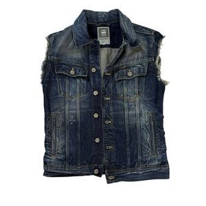 G-STAR VEST SLIM TAILOR JKT CUT/S MEDIUM AGED DESTROY WATTON DENIM M